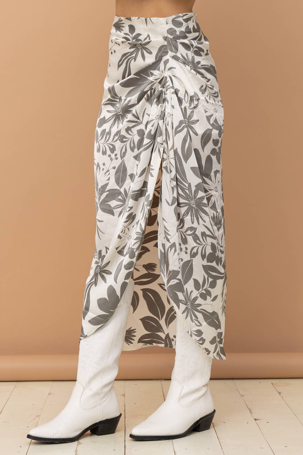 32163S - Satin Drape Pleated Skirt - Texas Front Porch