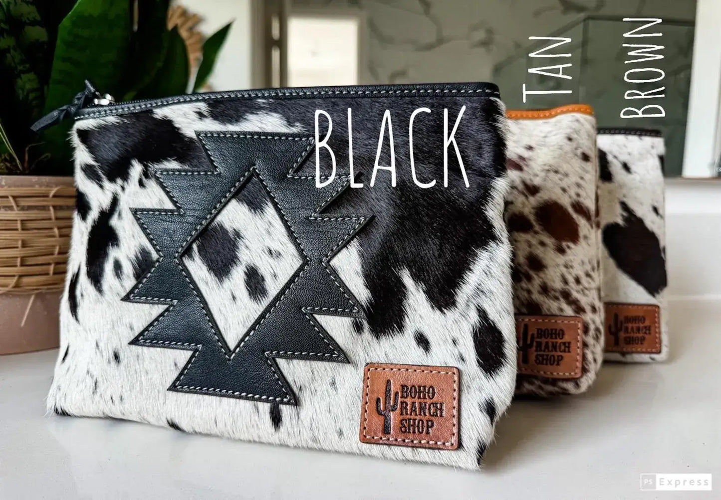 COWHIDE AZTEC MAKEUP bag Genuine Hair On travel