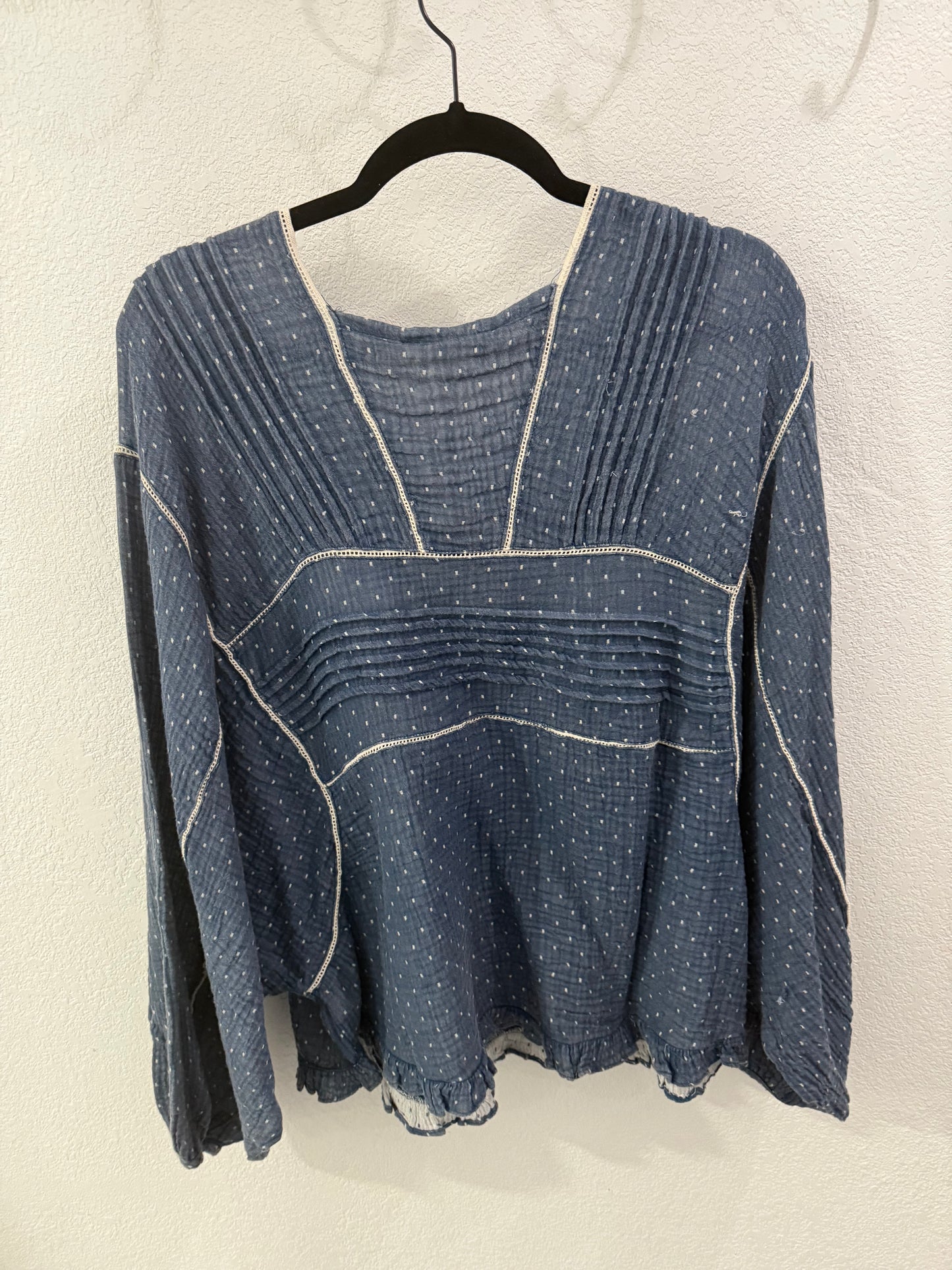 Navy Swiss Dot Blouse