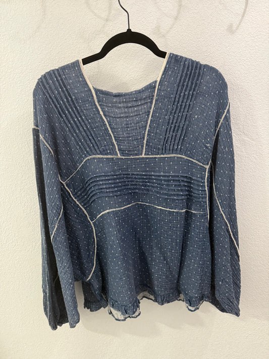 Navy Swiss Dot Blouse