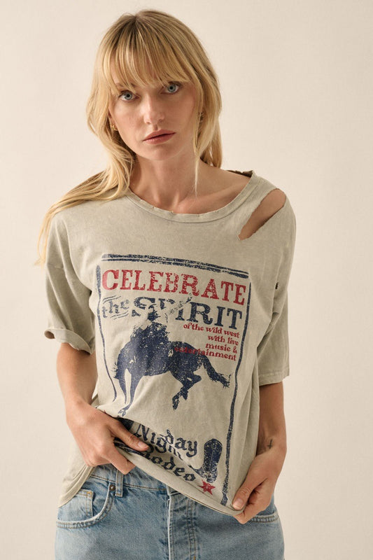 Celebrate The Spirit Vintage Western Graphic Tee - Texas Front Porch