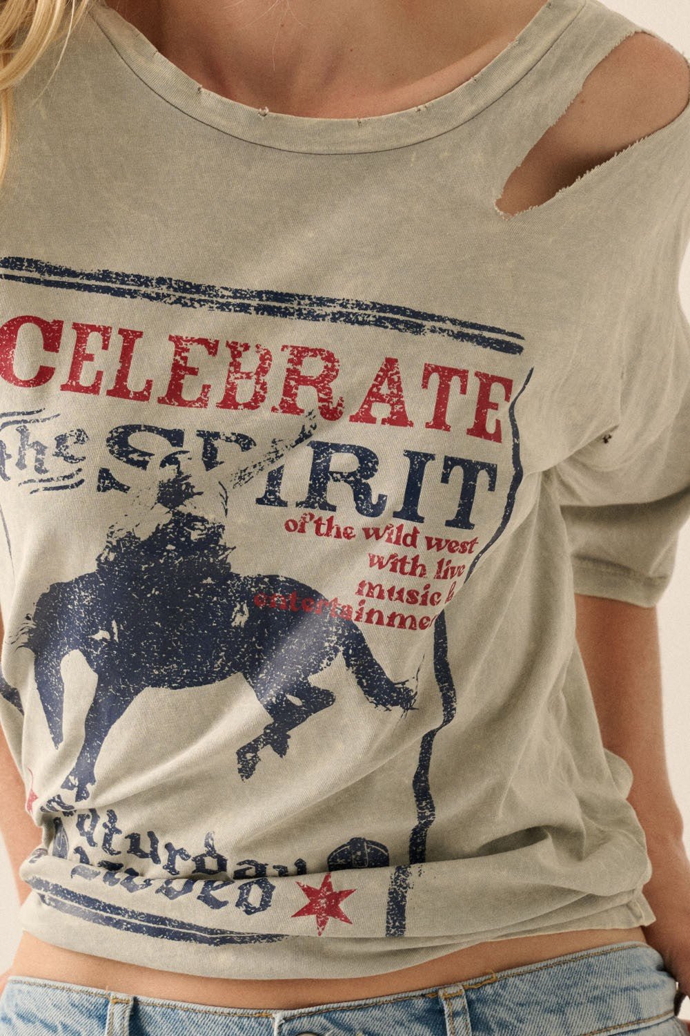 Celebrate The Spirit Vintage Western Graphic Tee - Texas Front Porch