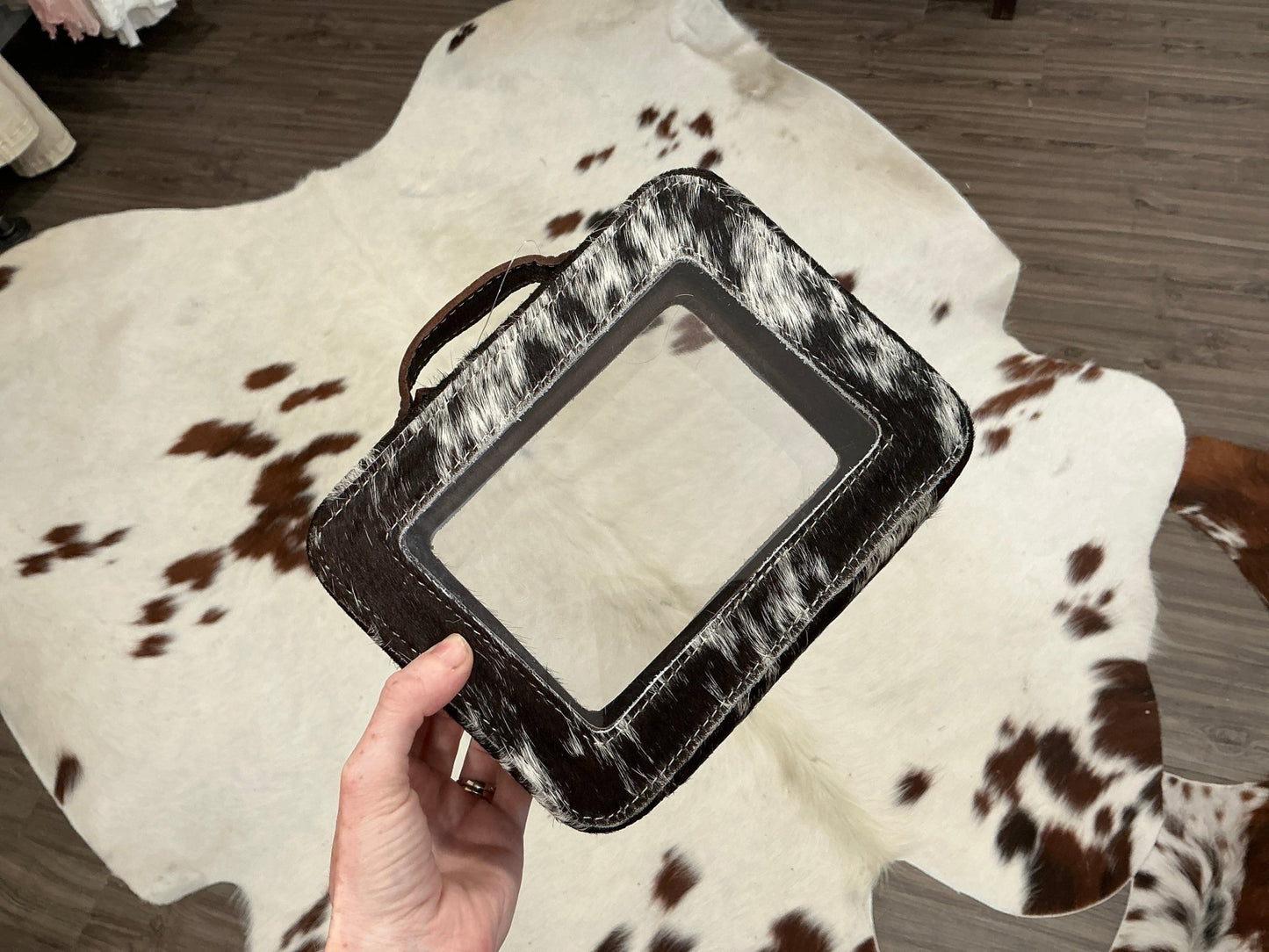 Cowhide Cosmetic Case - Toiletry Makeup Travel Bag - Texas Front Porch