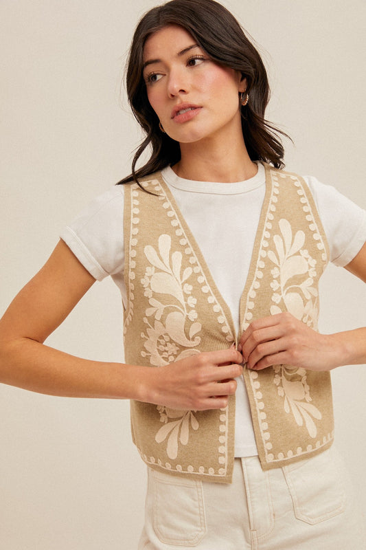 Embroidered Lightweight Sweater Vest - Texas Front Porch