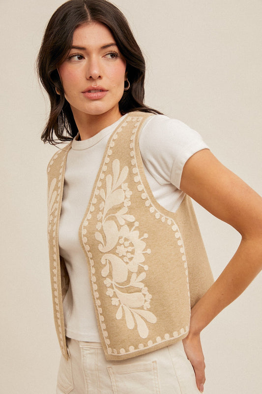 Embroidered Lightweight Sweater Vest - Texas Front Porch