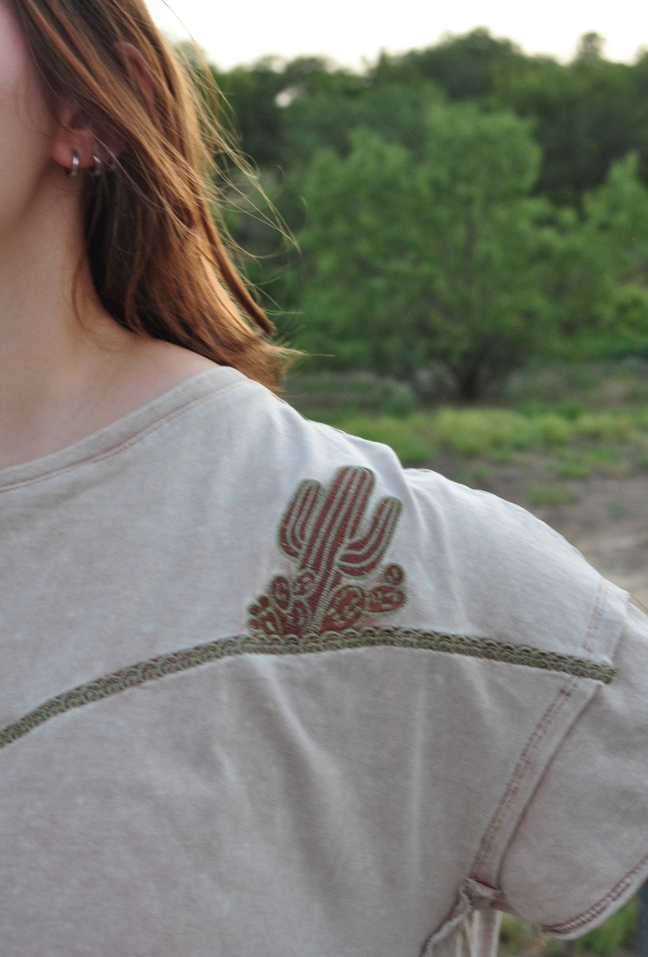 Embroidered Shoulder Western Yoke T-Shirt - Texas Front Porch