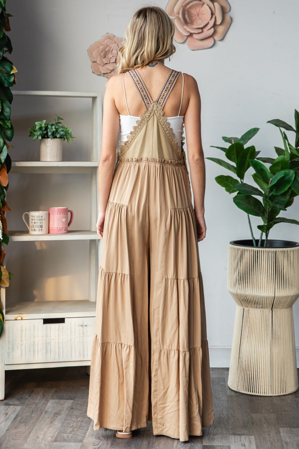 Embroidered Strap Flowy Jumpsuit - Texas Front Porch