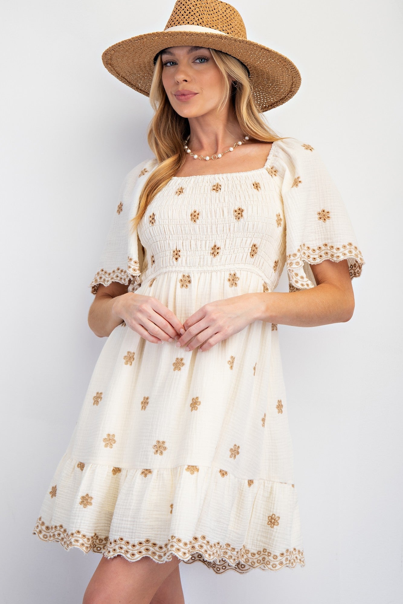 Embroidery Detailing Cotton Gauze Dress - Texas Front Porch
