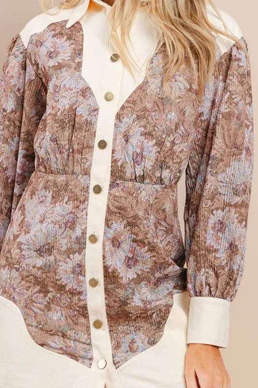 Floral Cream Button Down Dress - Texas Front Porch