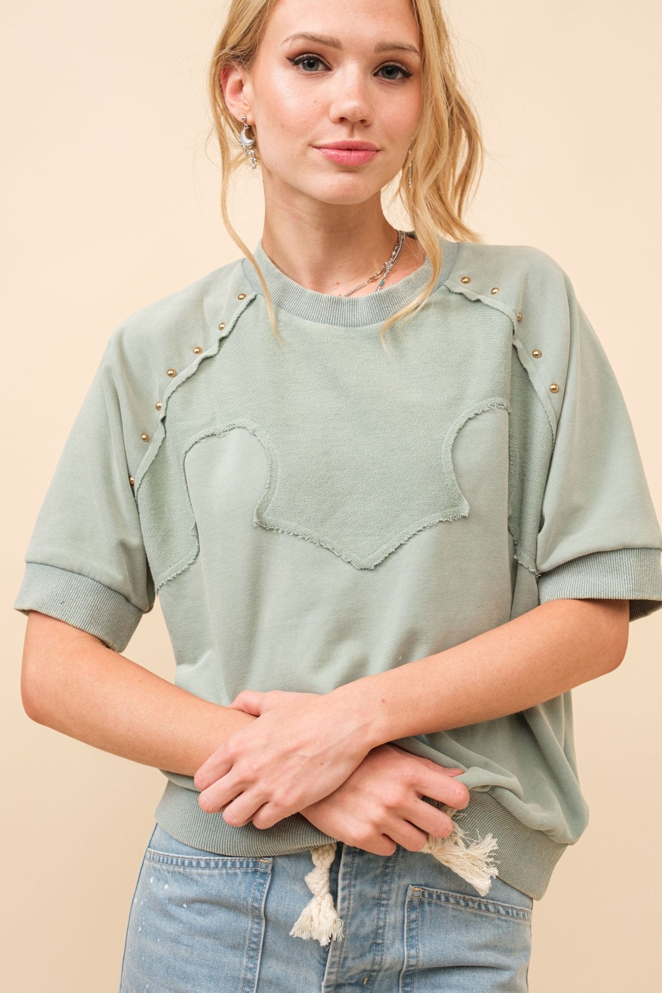 French Terry Western Yoke Studded Sweatshirt - Texas Front Porch