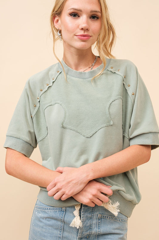 French Terry Western Yoke Studded Sweatshirt - Texas Front Porch