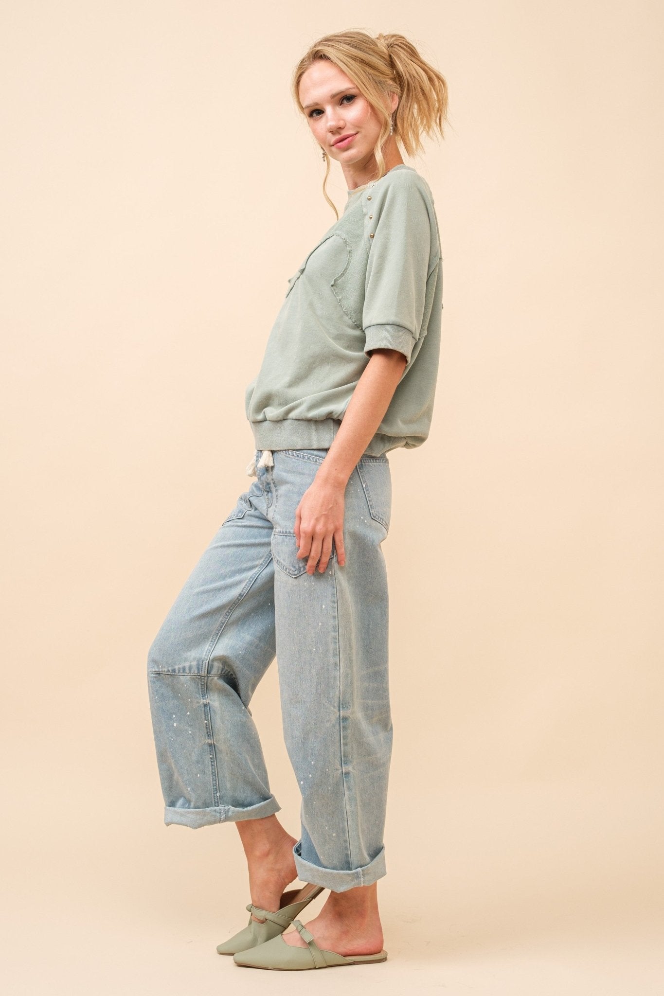 French Terry Western Yoke Studded Sweatshirt - Texas Front Porch