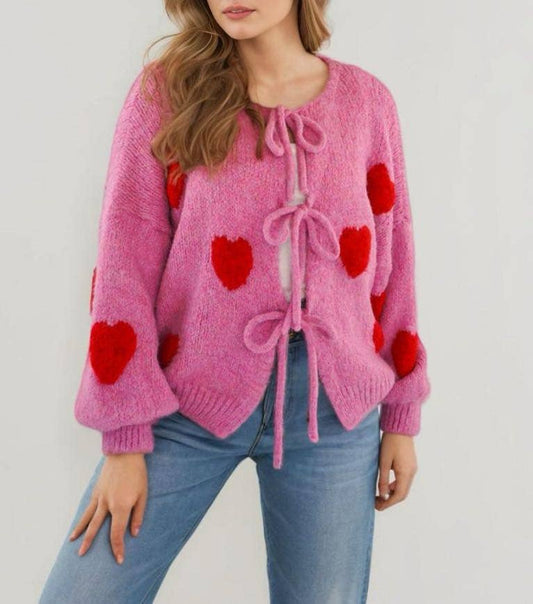Front tie heart cardigan - Texas Front Porch