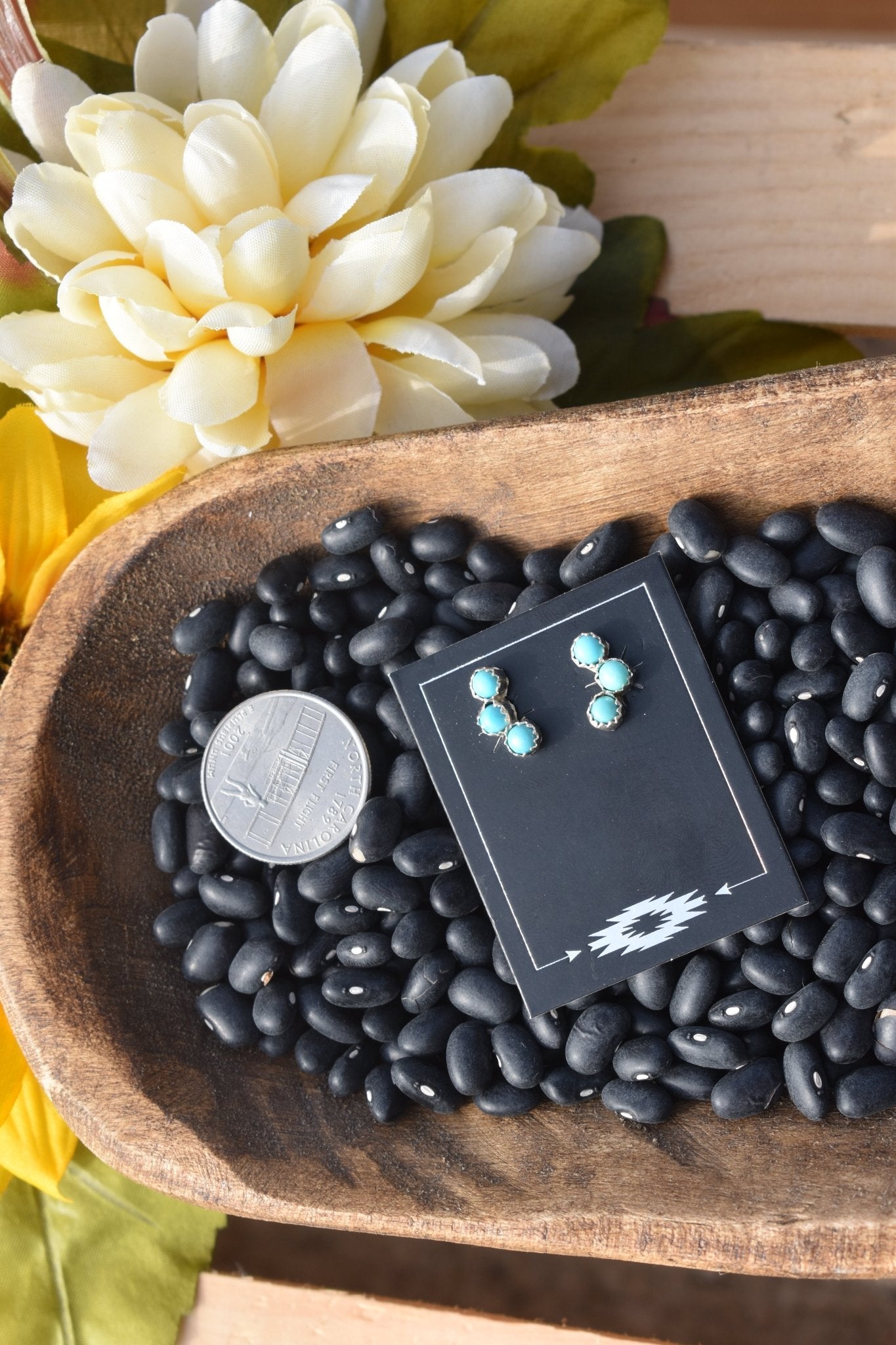 Janice 3 Stone Turquoise Earrings - Texas Front Porch