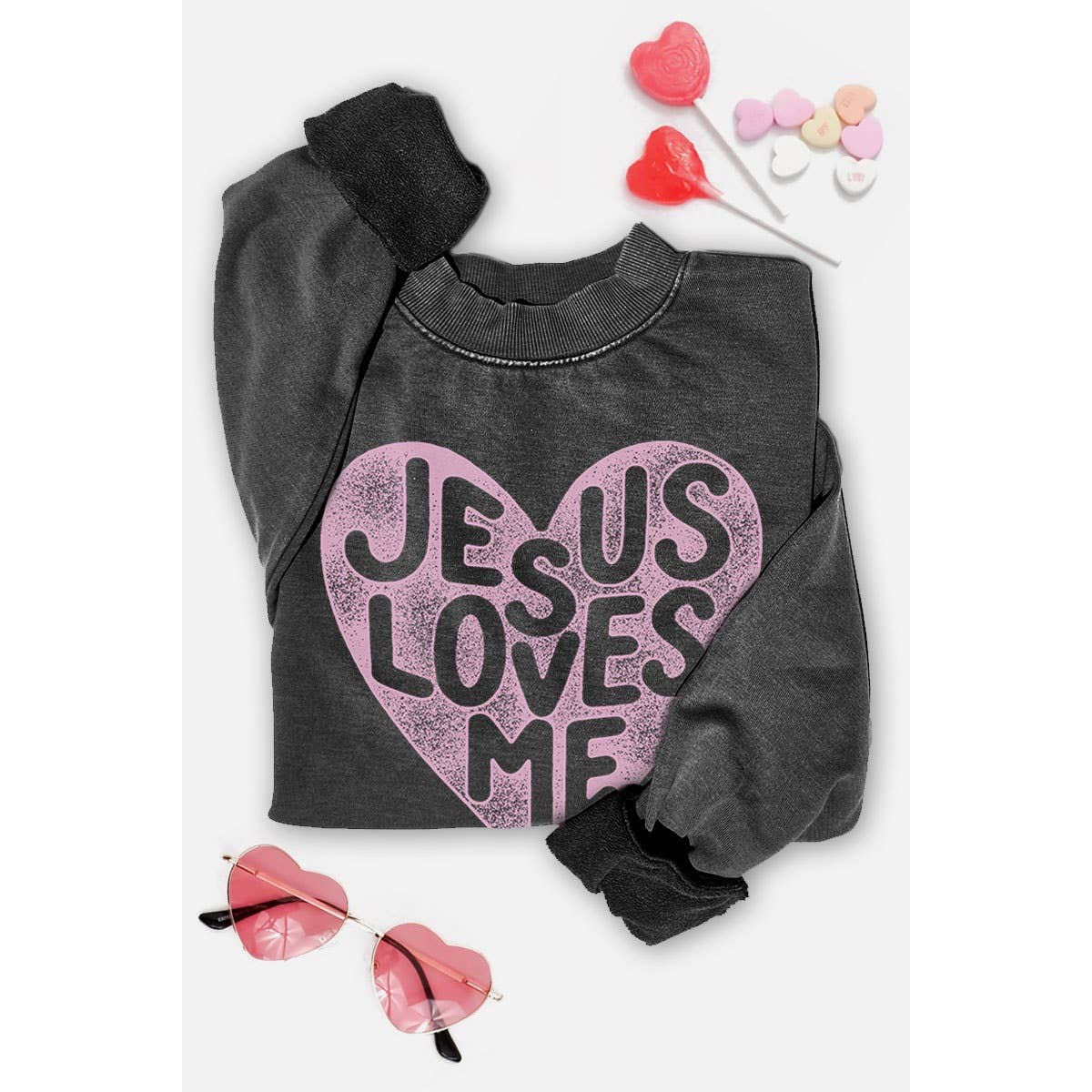 JESUS LOVES ME MINERAL GRAPHIC SWEATWHIRTS - Texas Front Porch