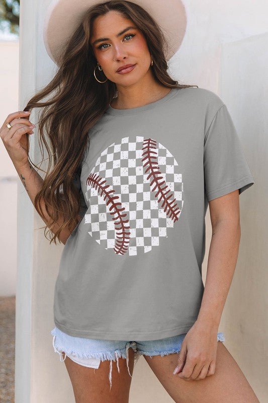 Jet Stream Checkered Baseball Graphic Tee - Texas Front Porch