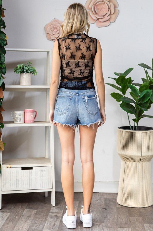Lace Sleeveless See Through Top - Texas Front Porch