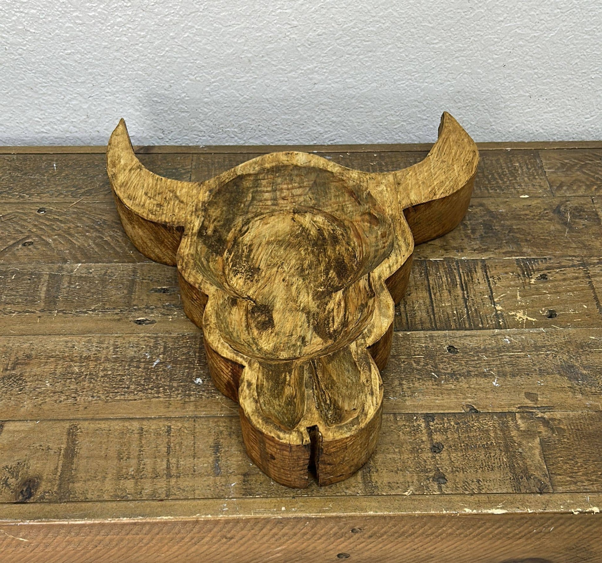 Longhorn Skull Dough Bowl, Handmade, Farmhouse Decor - Texas Front Porch