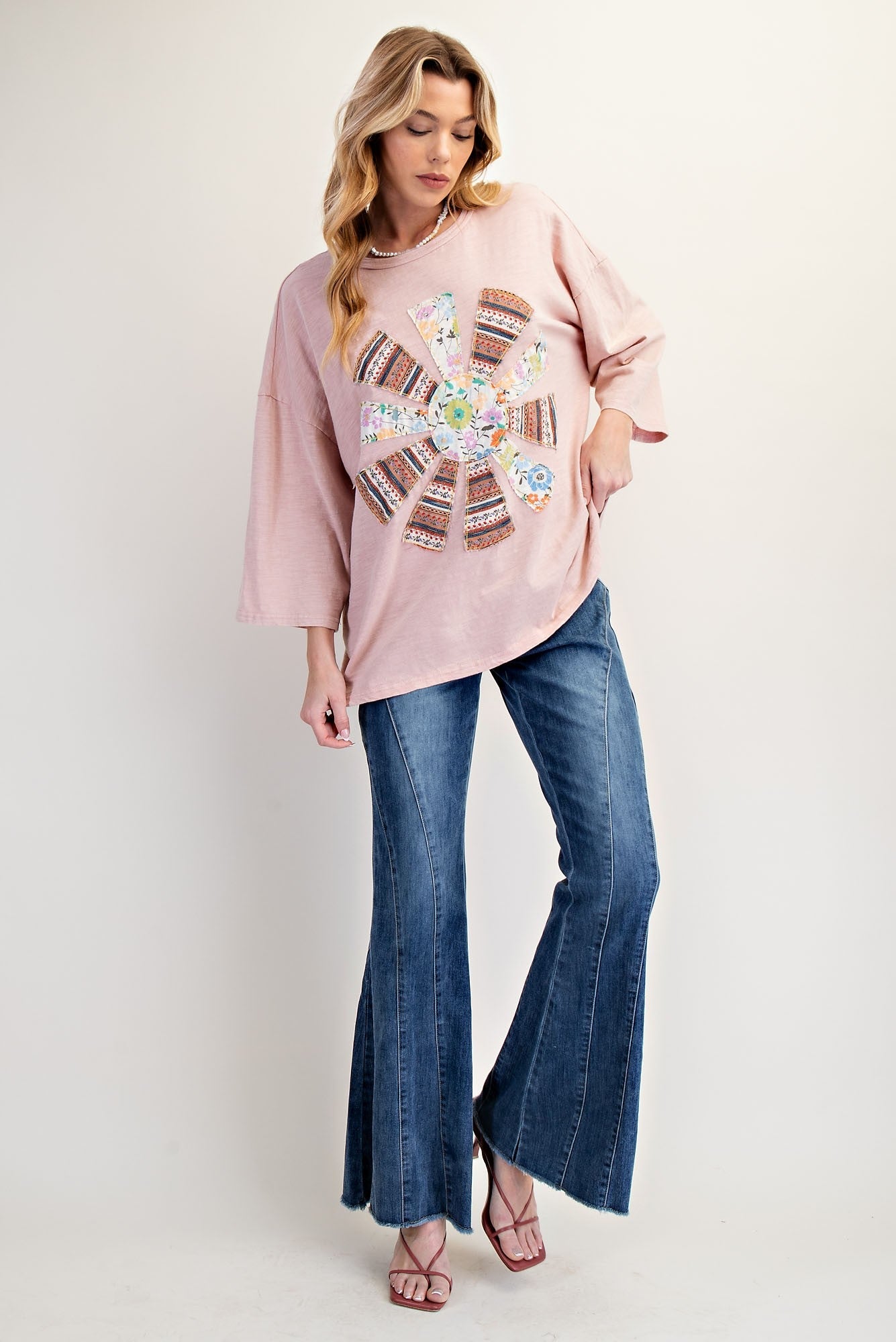 Patchwork Mineral Washed Cotton Slub Knit Top - Texas Front Porch