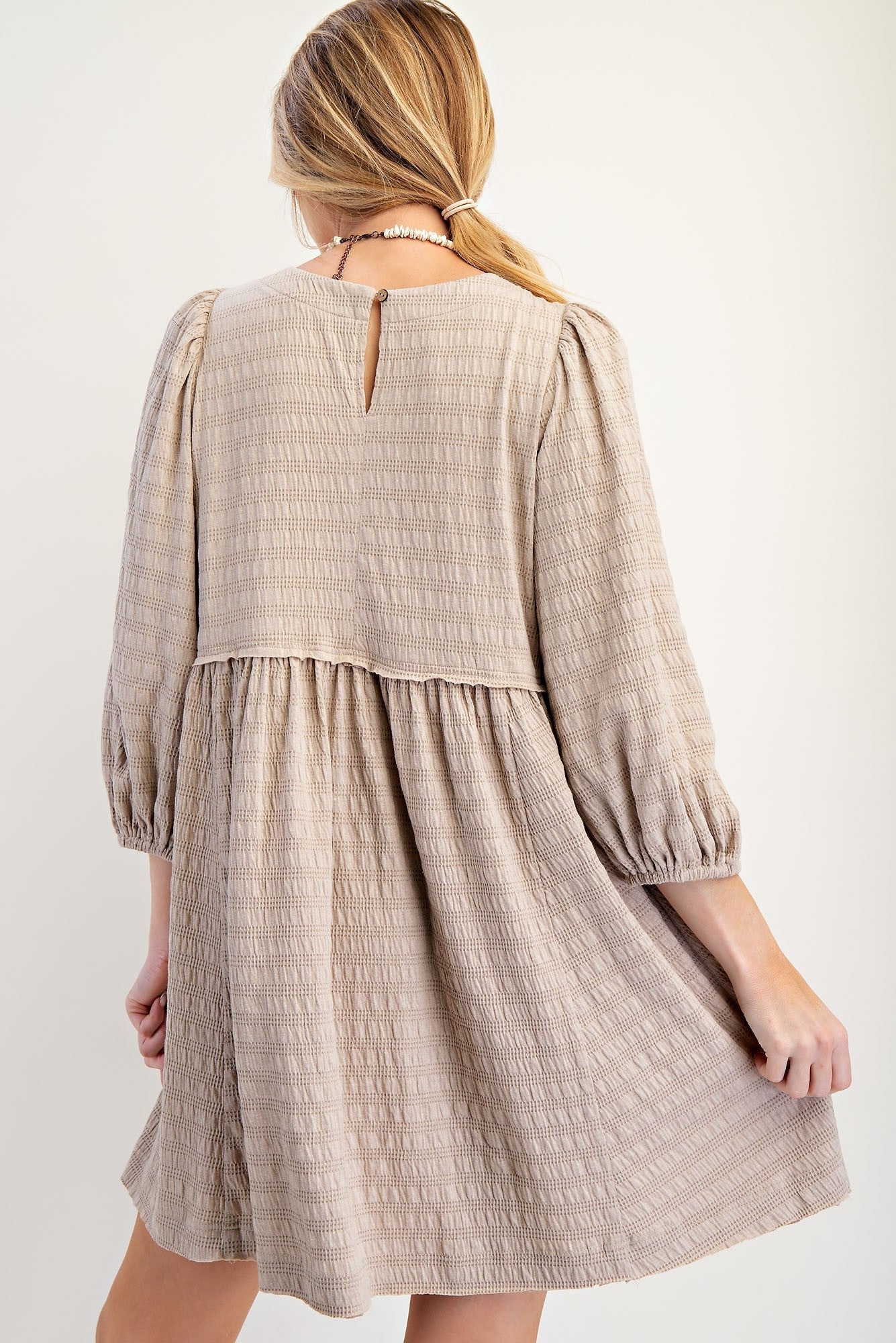 Textured Knit Babydoll Dress - Texas Front Porch