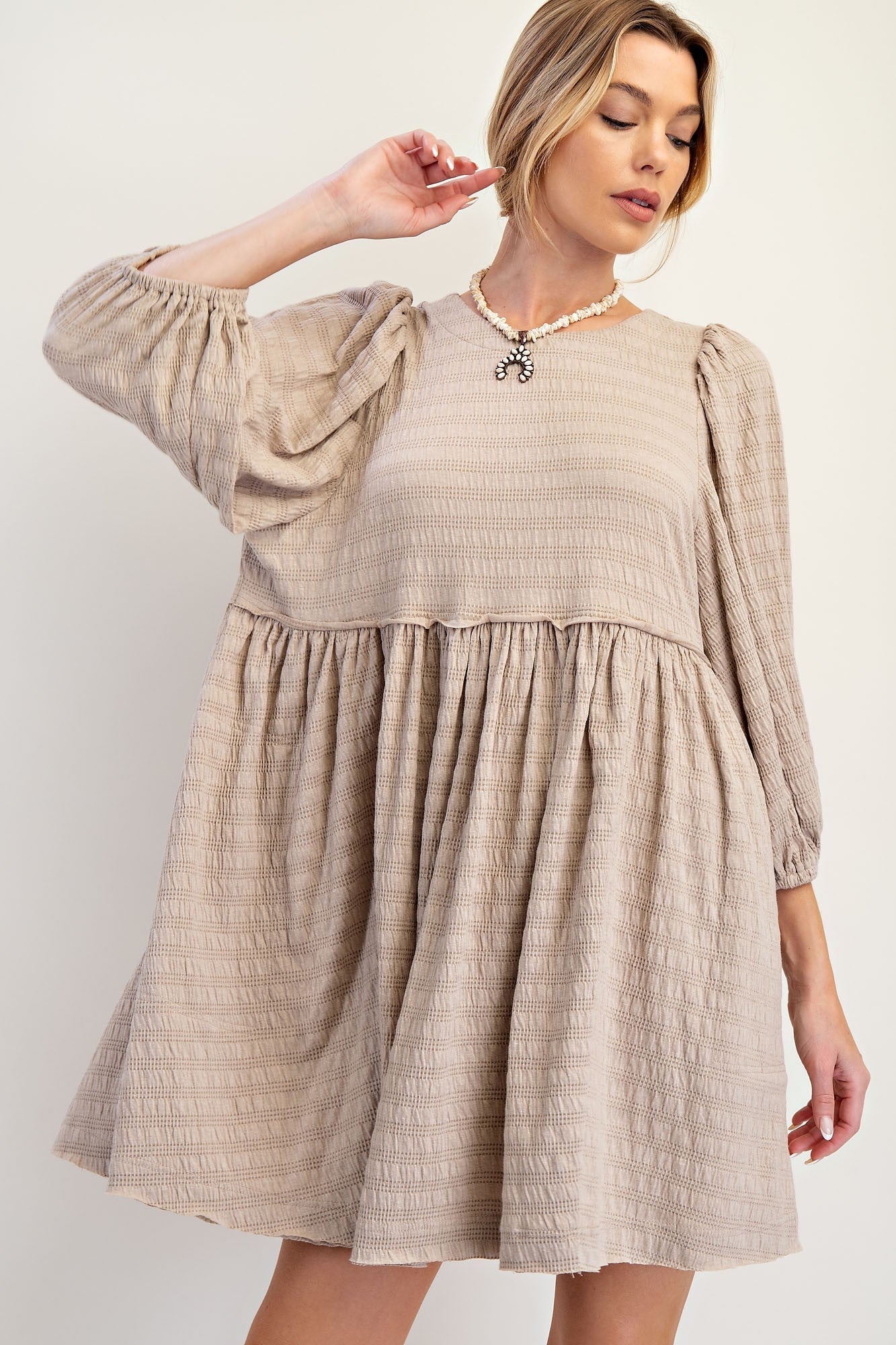 Textured Knit Babydoll Dress - Texas Front Porch