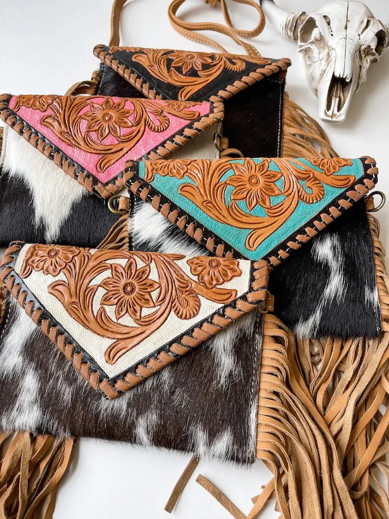 THE CASSIE - TOOLED crossbody Western Tooled Leather Cowhide - Texas Front Porch
