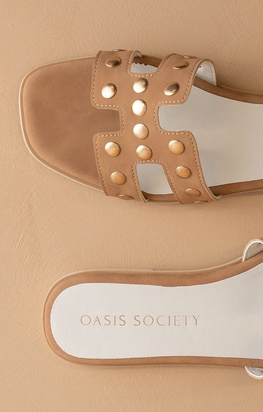 The Evelynne Studded H Band Slides - Texas Front Porch