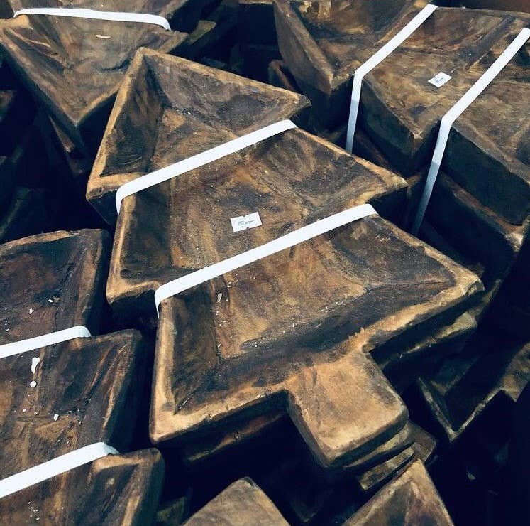 Tree Dough Bowl, Candle Ready, Handmade - Texas Front Porch