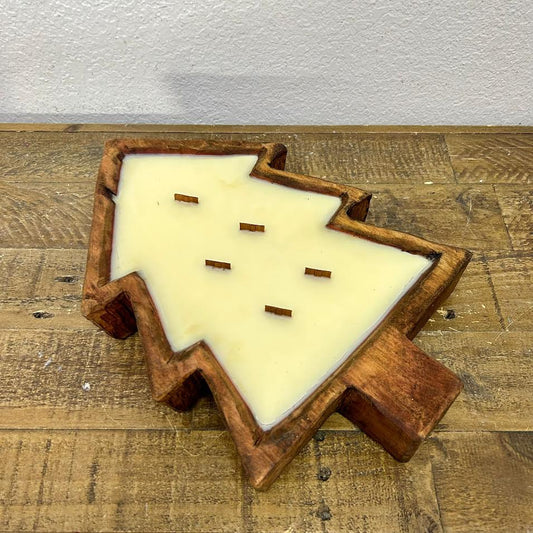 Tree Dough Bowl, Candle Ready, Handmade - Texas Front Porch