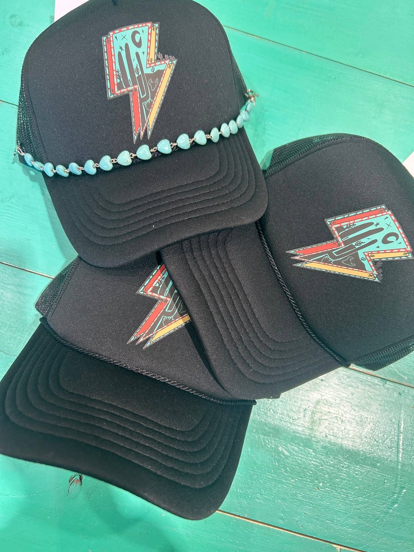 Turquoise Bolt Foam Trucker | Western Cap | Rodeo Hat | - Texas Front Porch