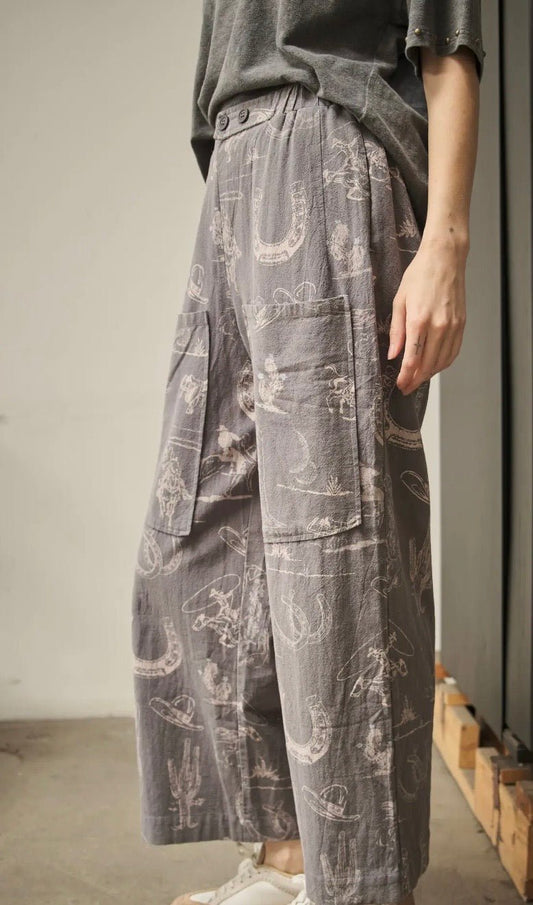 Western Motif Wide Leg Pants - Texas Front Porch