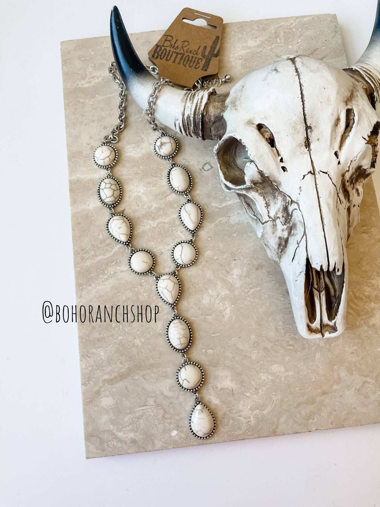 Western Y Necklace Semi Stone Necklace - Texas Front Porch