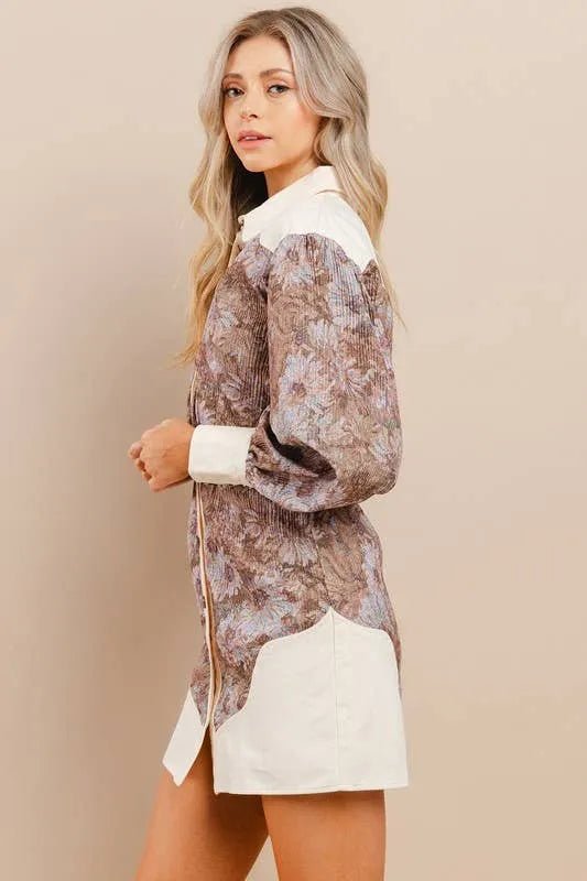 Floral Cream Button Down Dress - Texas Front Porch