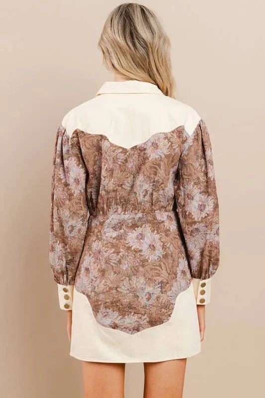 Floral Cream Button Down Dress - Texas Front Porch