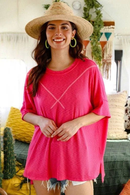 Loose Fit Contrast Seam Top - Texas Front Porch