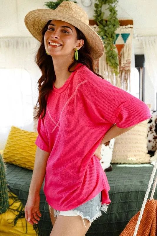 Loose Fit Contrast Seam Top - Texas Front Porch