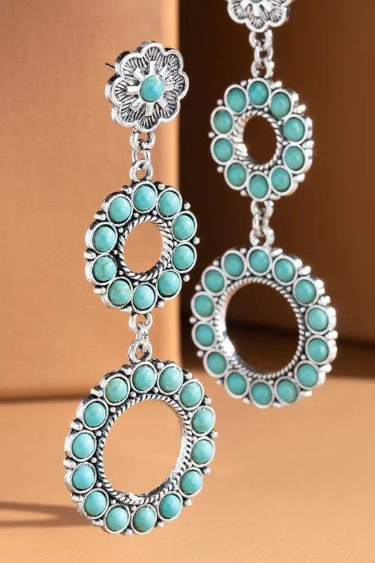 Natural Stone Double Circle Earrings - Texas Front Porch