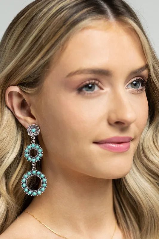 Natural Stone Double Circle Earrings - Texas Front Porch