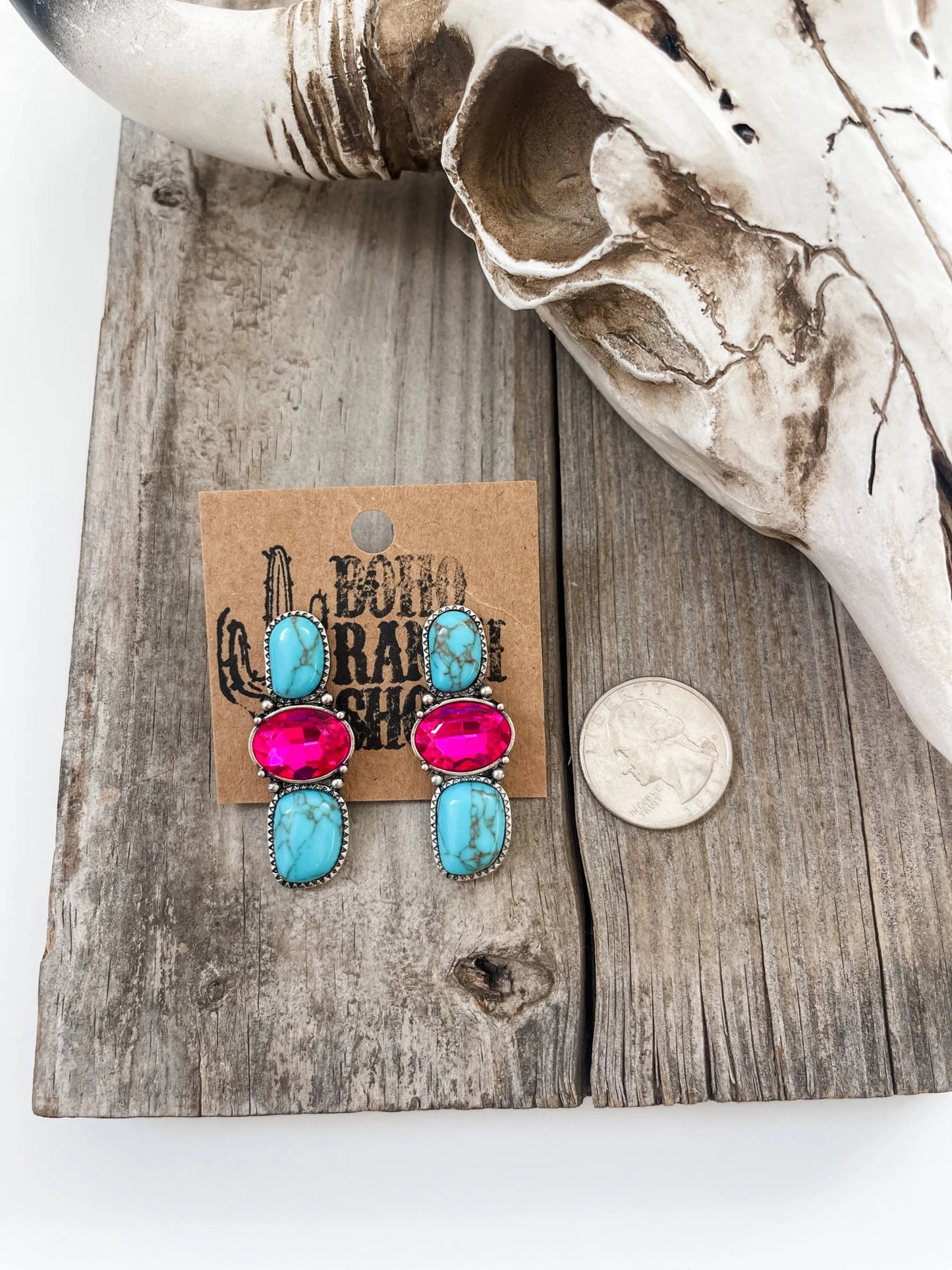 Western Glass Stone Post Earrings - Texas Front Porch