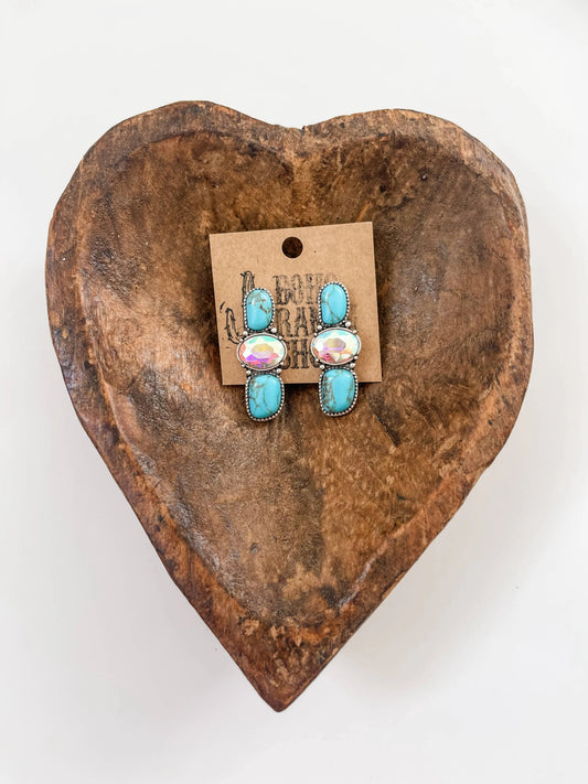 Western Glass Stone Post Earrings - Texas Front Porch