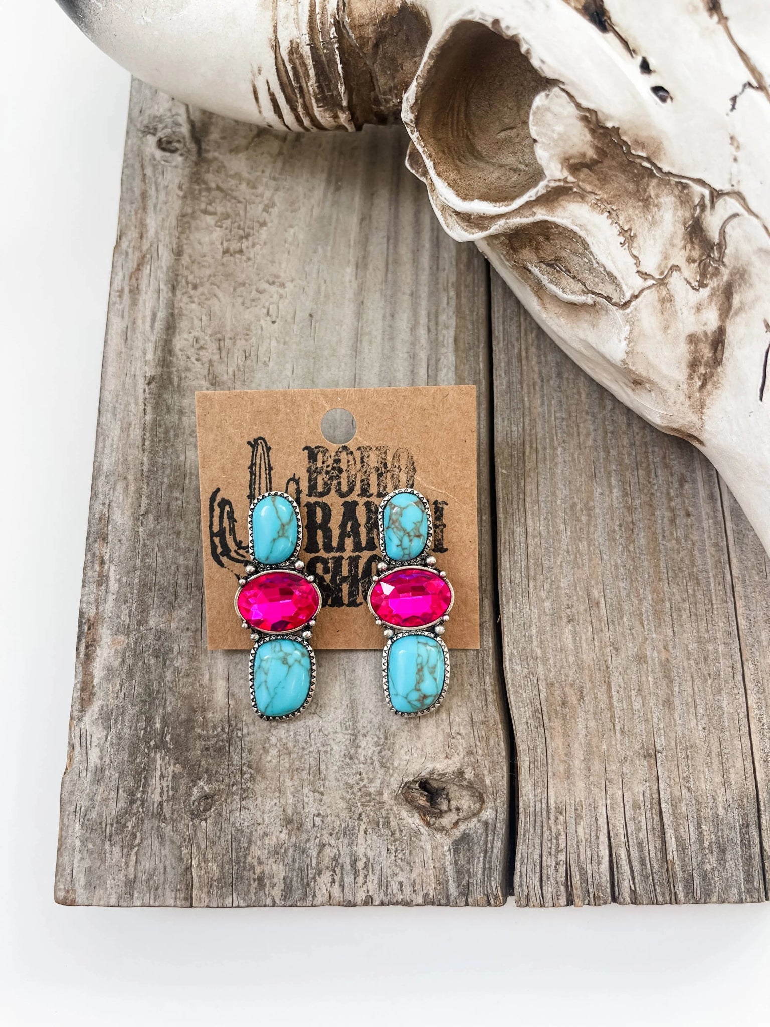 Western Glass Stone Post Earrings - Texas Front Porch