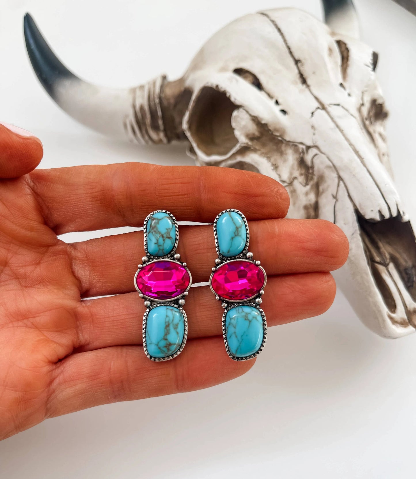 Western Glass Stone Post Earrings - Texas Front Porch