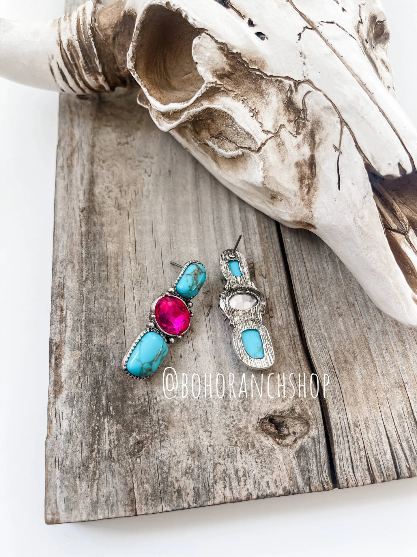 Western Glass Stone Post Earrings - Texas Front Porch