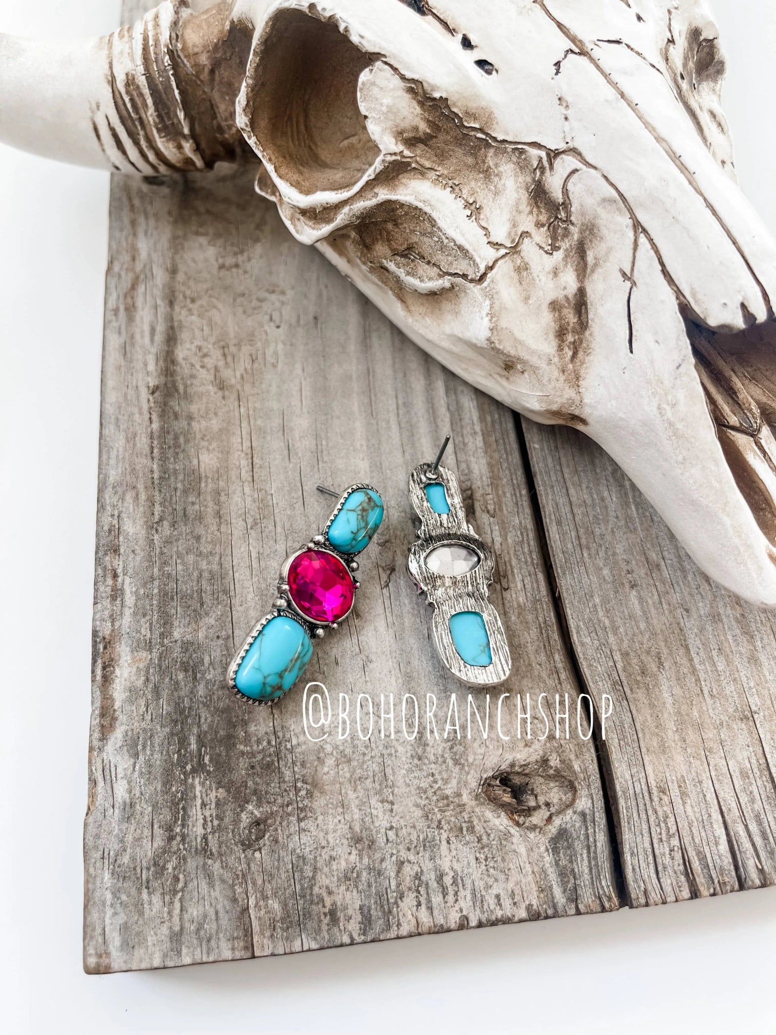 Western Glass Stone Post Earrings - Texas Front Porch