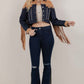 Contrast Yoke Fringe and Full Studded Denim Jacket