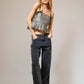 23314T - Sheen Gingham Peplum Bow Tank - Texas Front Porch