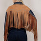Contrast Yoke Fringe and Full Studded Denim Jacket