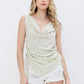 31666T - Koshibo Marble Print Cowl Neck Cinched Side Blouse - Texas Front Porch