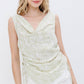31666T - Koshibo Marble Print Cowl Neck Cinched Side Blouse - Texas Front Porch