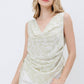 31666T - Koshibo Marble Print Cowl Neck Cinched Side Blouse - Texas Front Porch